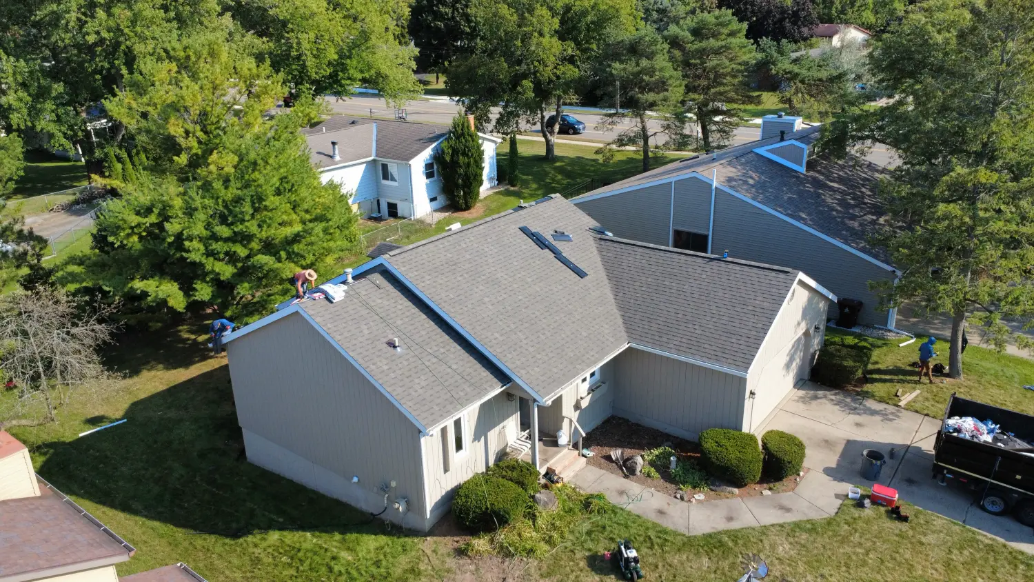 Finished roof from above - real Anchor Siding LLC job in mid-Michigan