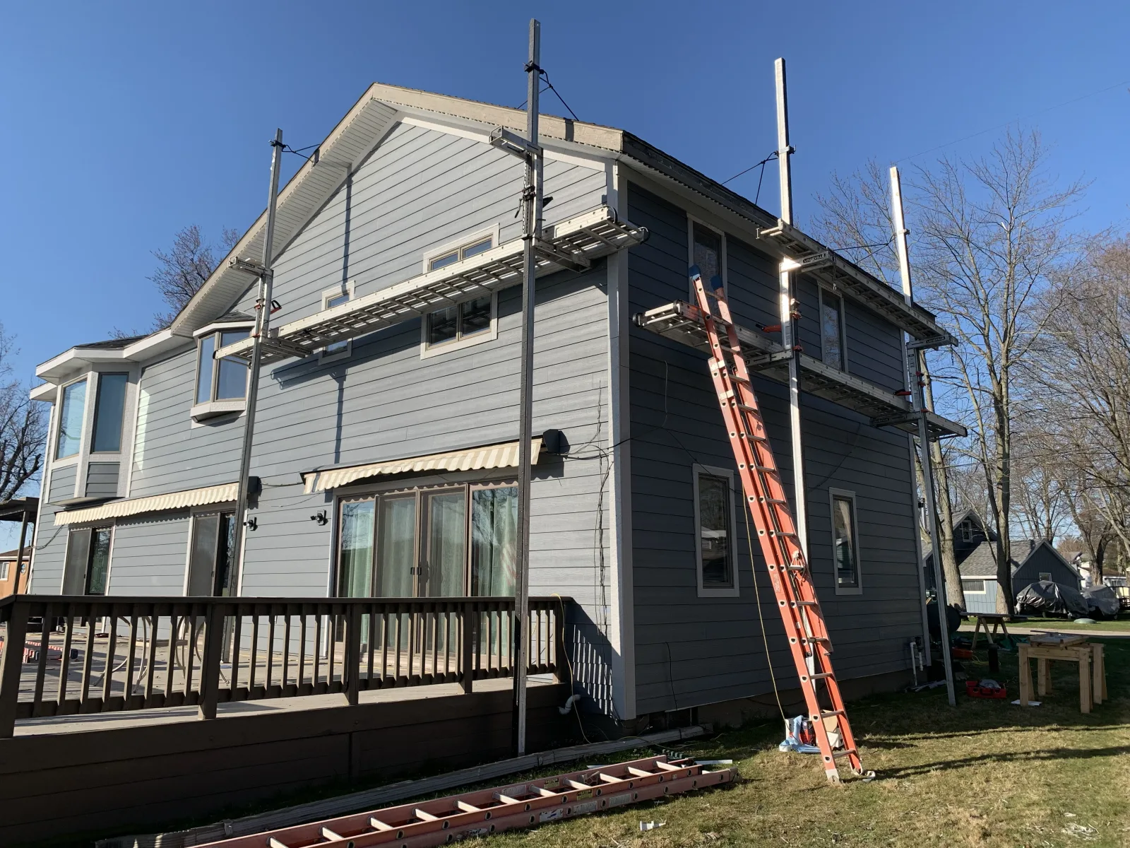 House wrapped and prepped during an LP SmartSide siding replacement