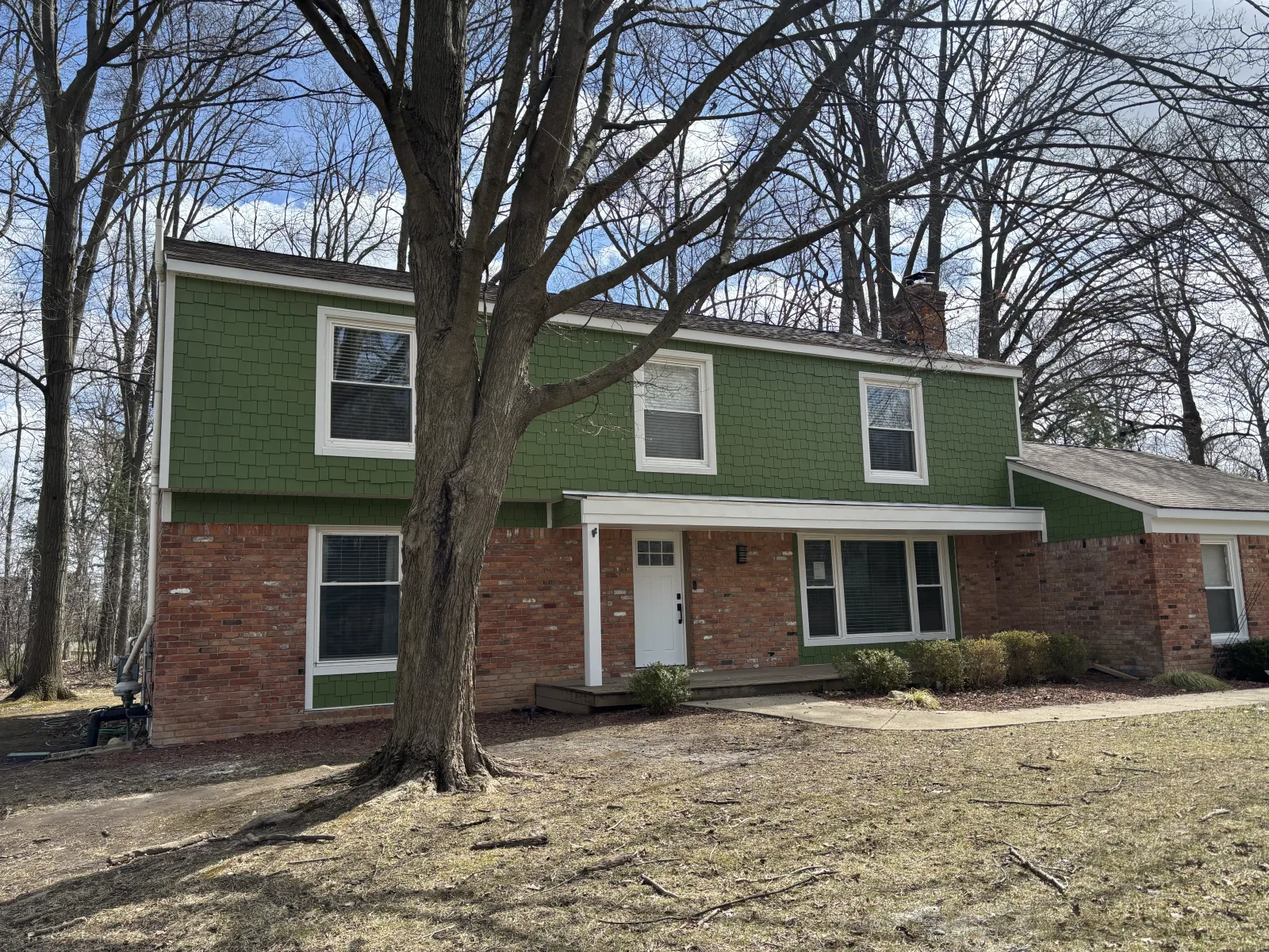 New siding over brick base home - real Anchor Siding LLC job in mid-Michigan